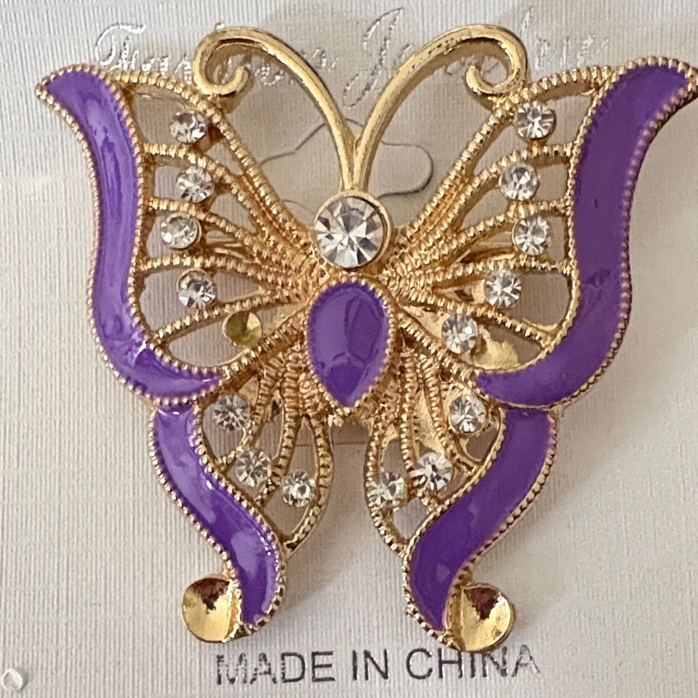 Purple and Gold Butterfly Brooch